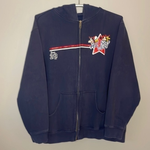 DISNEY | Women’s DISNEY “ALL STAR CREW” Full Zip Navy Blue Hooded Sweatshirt - Picture 2 of 9